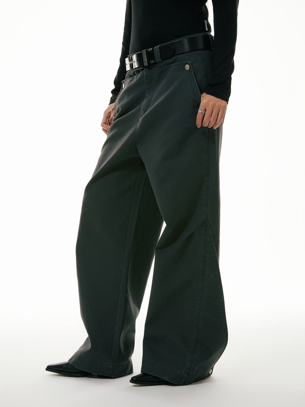 FUNKYFUN Bead Sail Wide-leg Straight Tooling Slacks