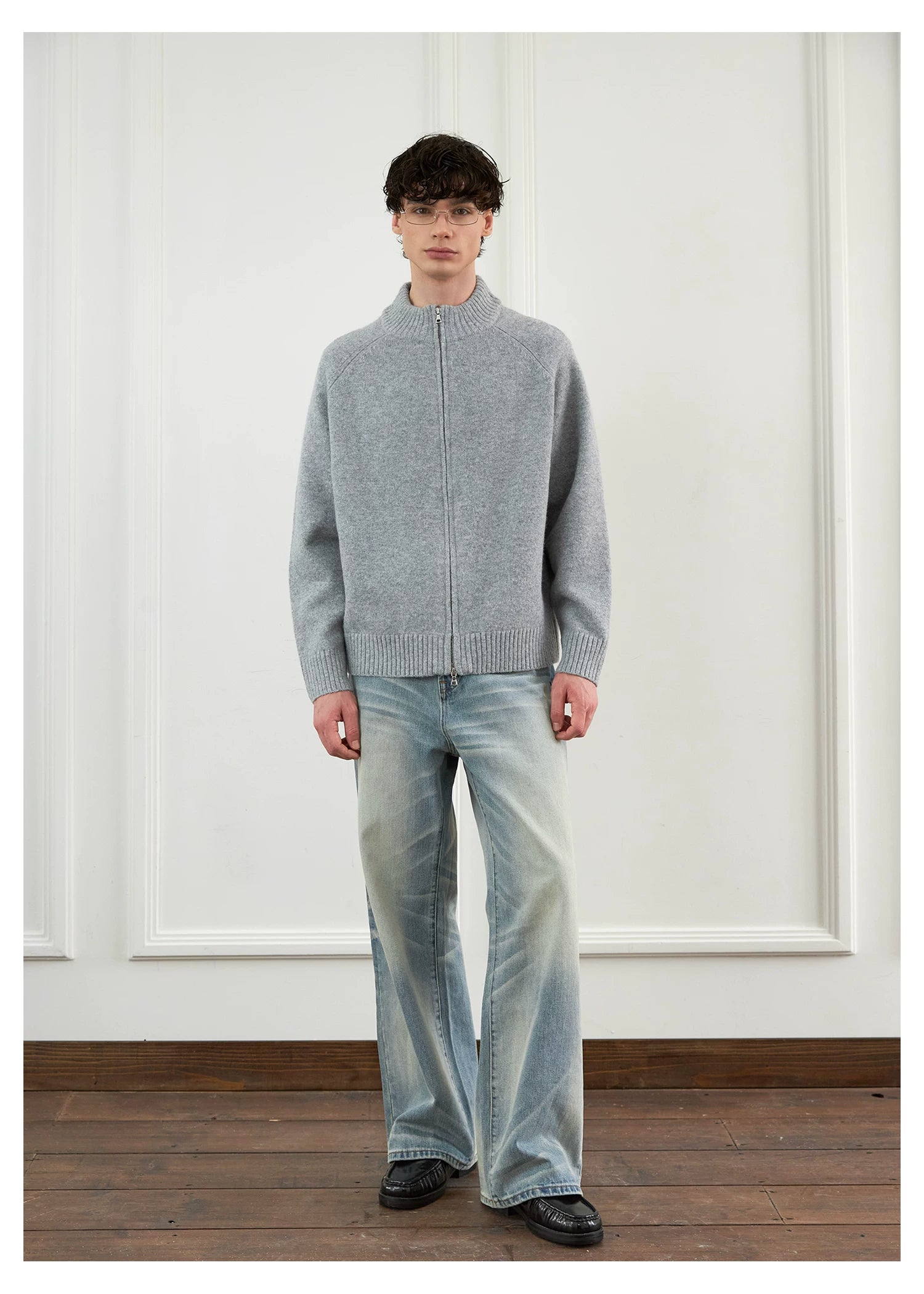 SINONOME Simple Loose Zipper Sweater