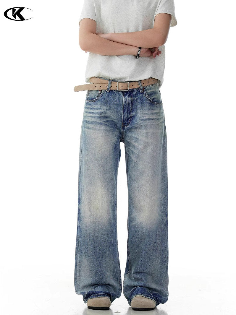 11KN Retro Old Gradual Change Loose Wide Leg Pants