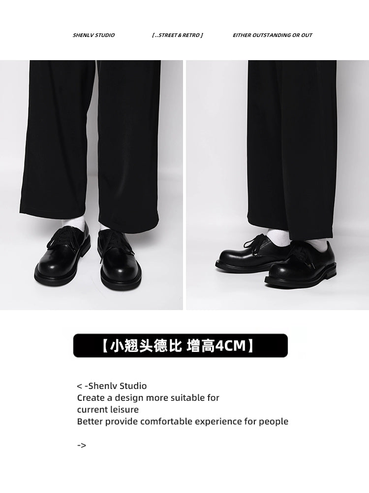 SHENLV turned head thick-soled leather Derby shoes