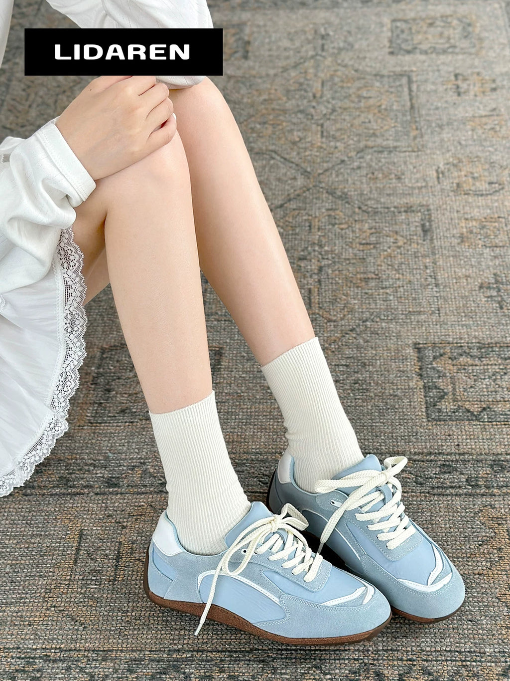 Lidaren Produced Suede Lace-Up Thick Sole Training Sneaker