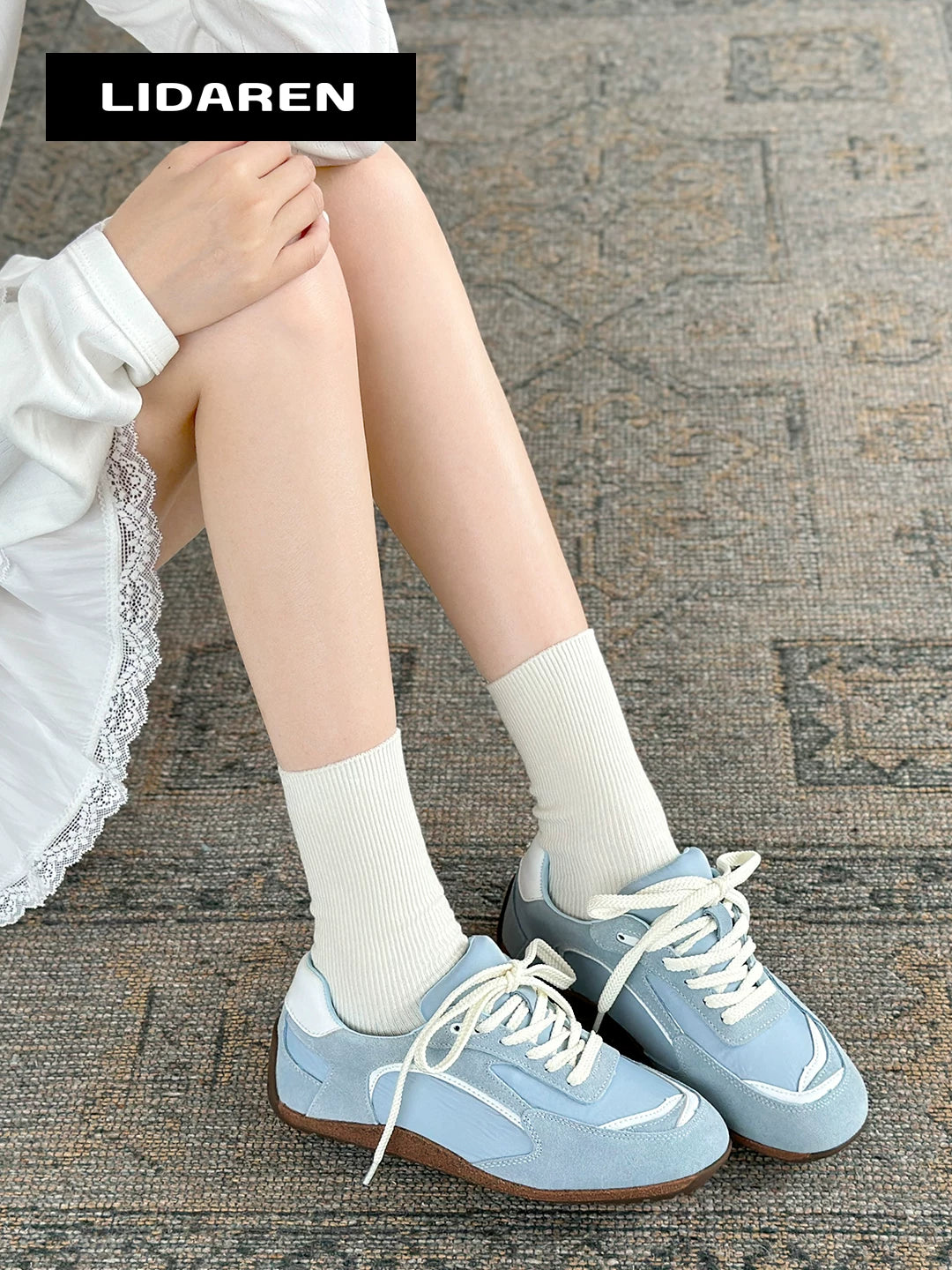 Lidaren Produced Suede Lace-Up Thick Sole Training Sneaker