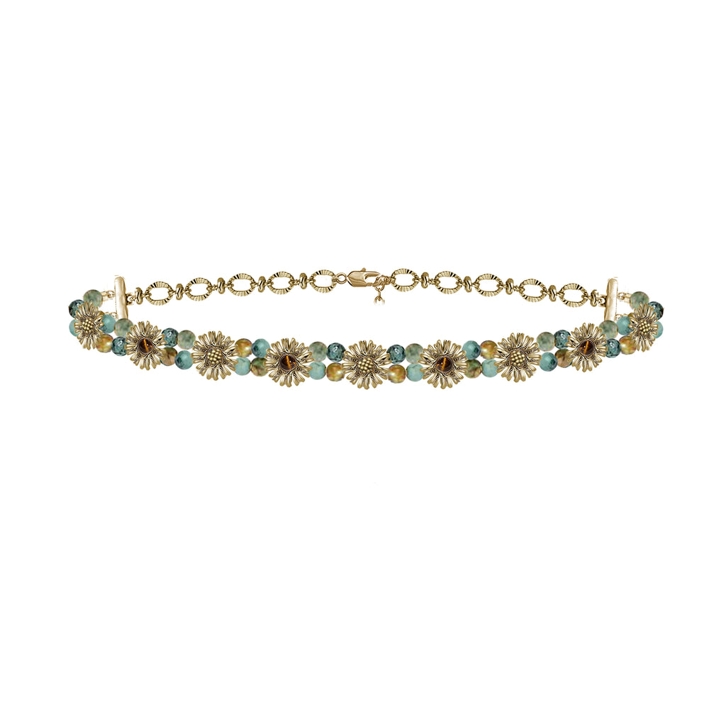 MASW Green Feather Layered Necklace