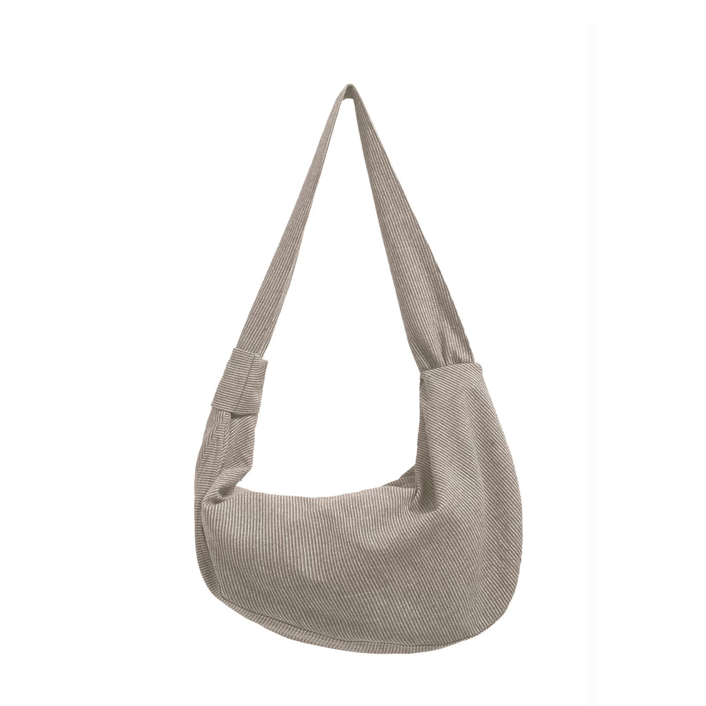 TZ Striped Pleated Shoulder Oblique Span Bag