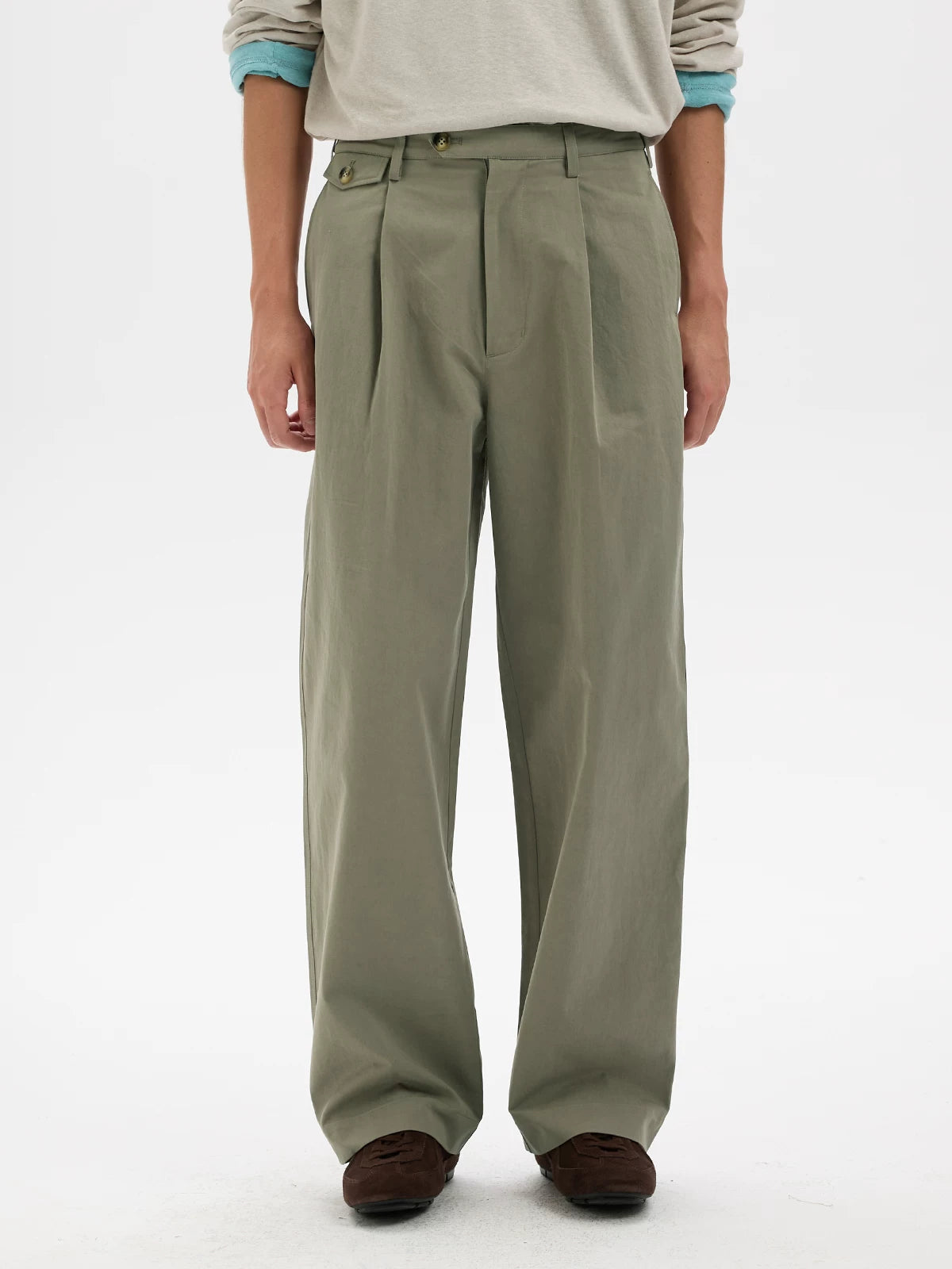 BUTTBILL Pima Cotton Relaxed Straight-Leg Trousers