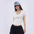 SAMUSAN V-neck Slim-fitting and Thin Skin-friendly Long-sleeved T-shirt
