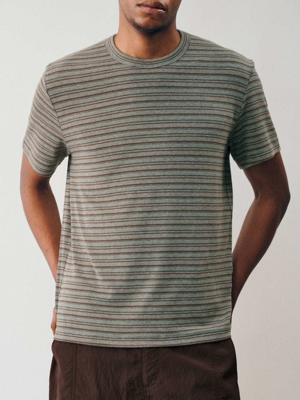 NONRADICAL Multicolor Stripe Breathable Crew Neck Tee