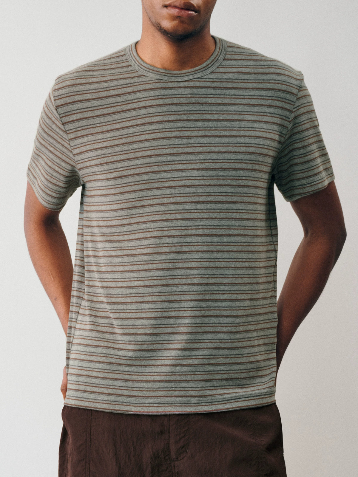NONRADICAL Multicolor Stripe Breathable Crew Neck Tee