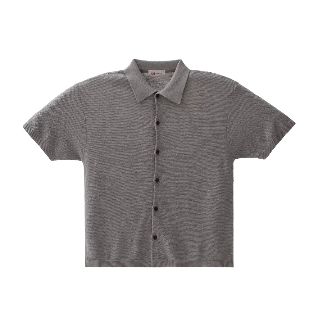 ZOZO FOREST Pineapple Stitch Relaxed Knit Linen Shirt