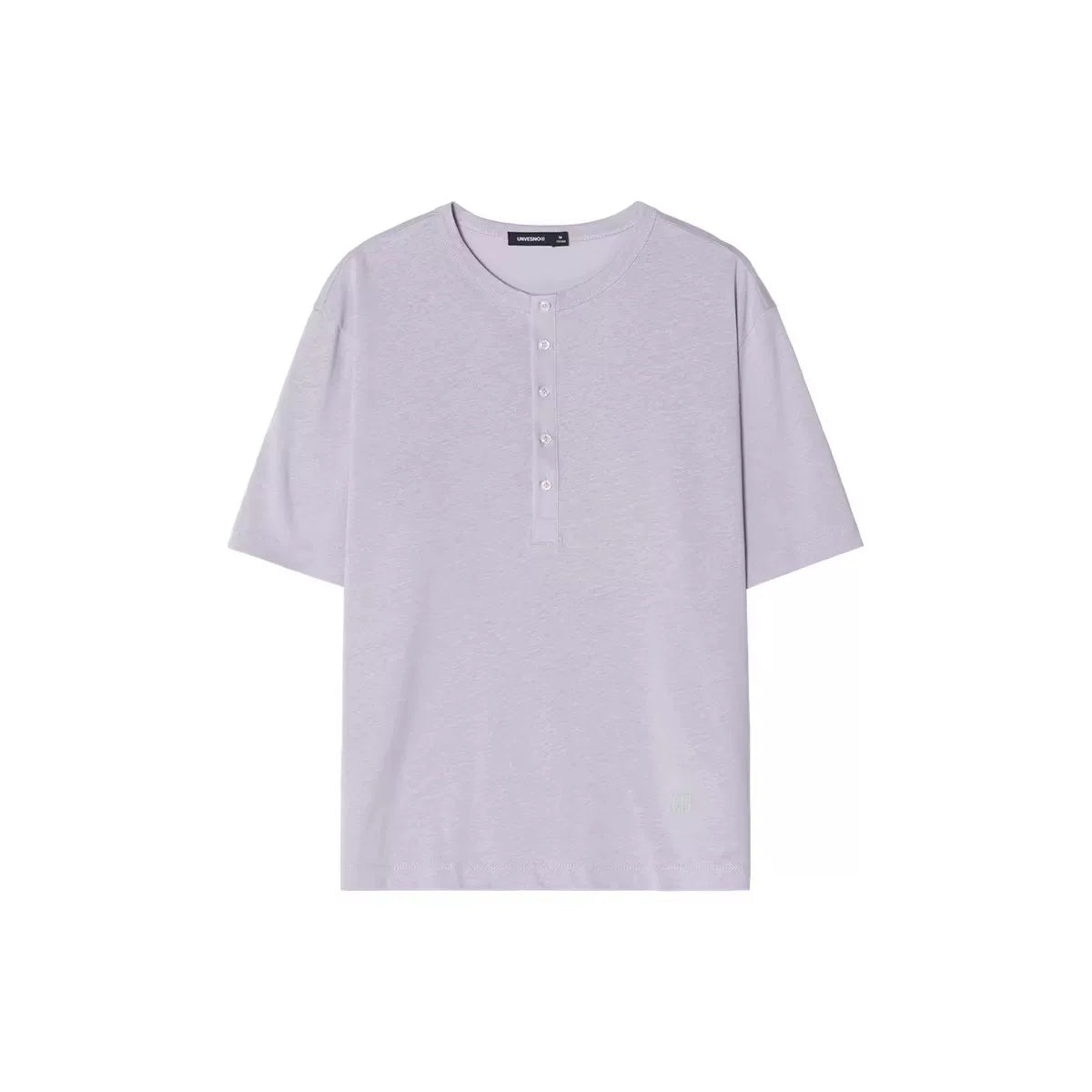 Unvesno Linen Texture Relaxed Long-Sleeve Henley Tee