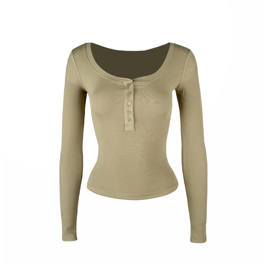 Jim Kennet Basic U-Neck Stretch Slim Henry Long Sleeves