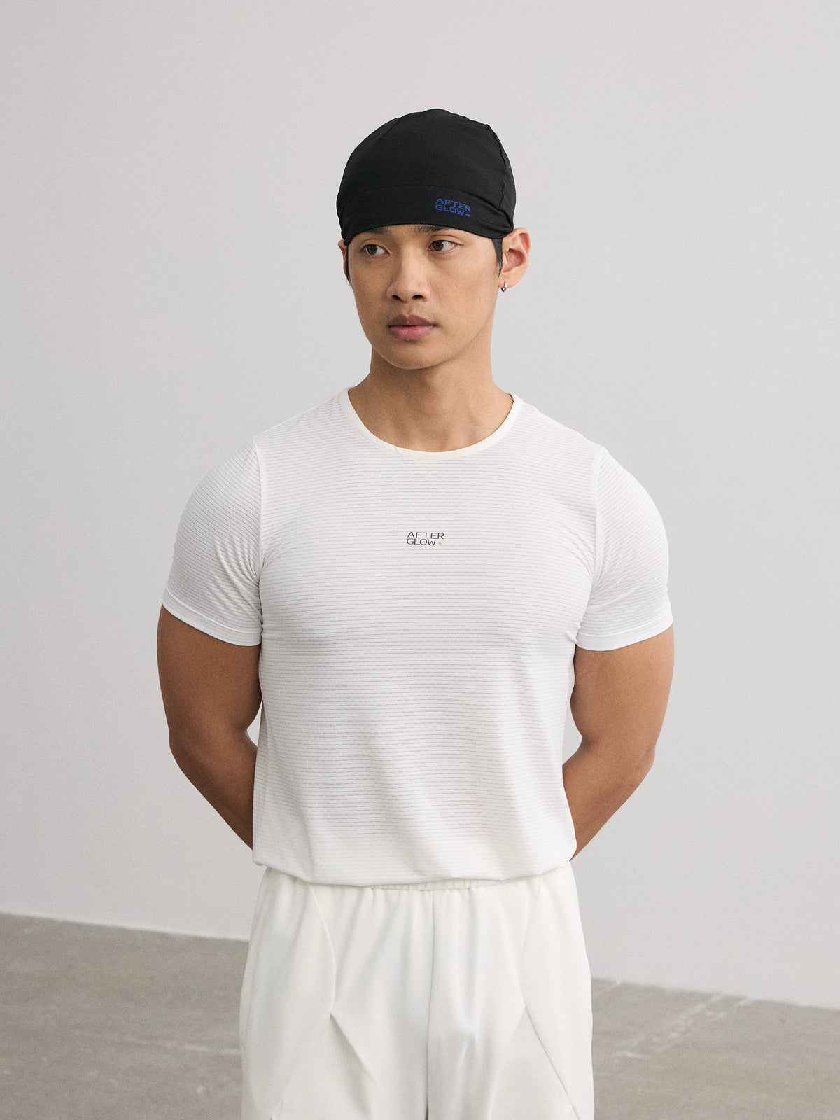 AFTERGLOW Checkered Contrast Logo 165g Breathable Slim Fit Tee