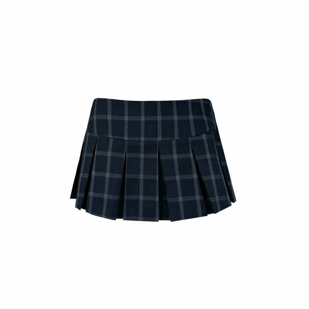 Jim Kennet Low Waist Vintage Blue Checked Pleated Dress