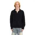 UNF Heavyweight Boxy Anti-Static Cable-Knit Polo Sweater