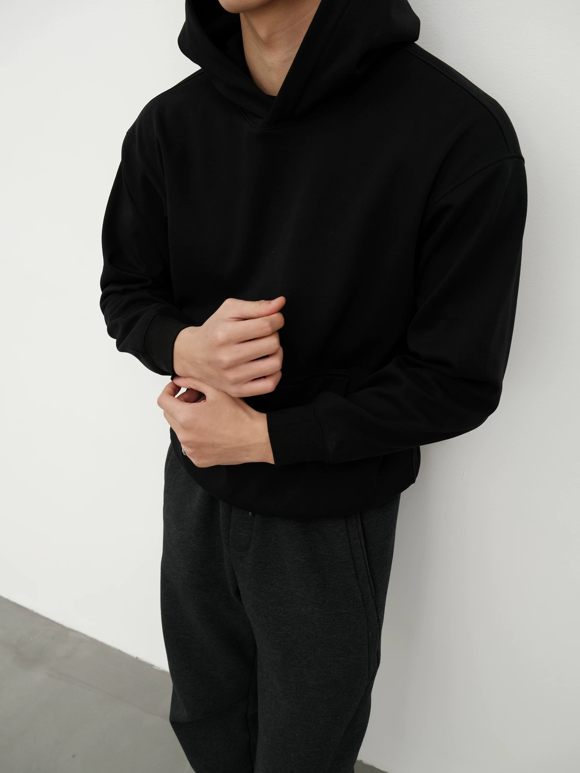 GTAL Solid Color Fleece Casual Hooded Sweater