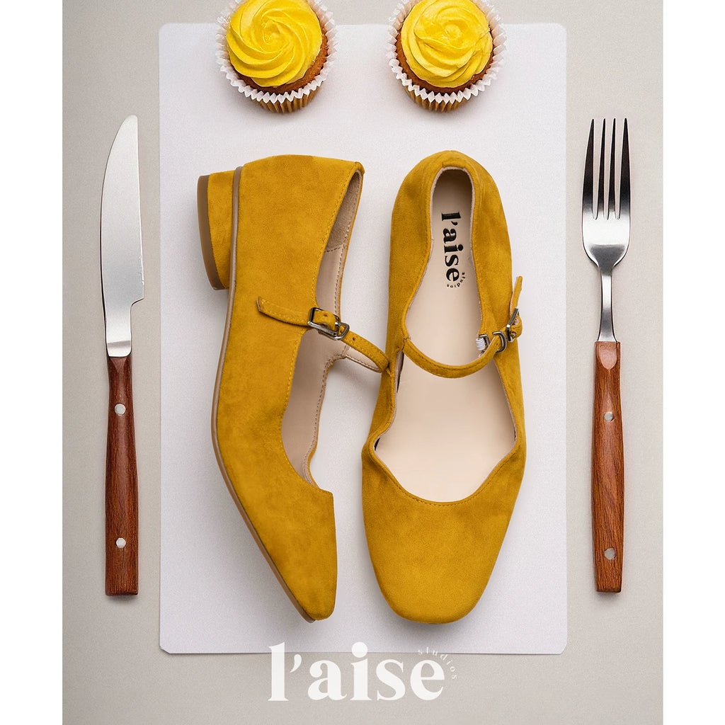 L'aise Suede Chunky Heel Mary Jane