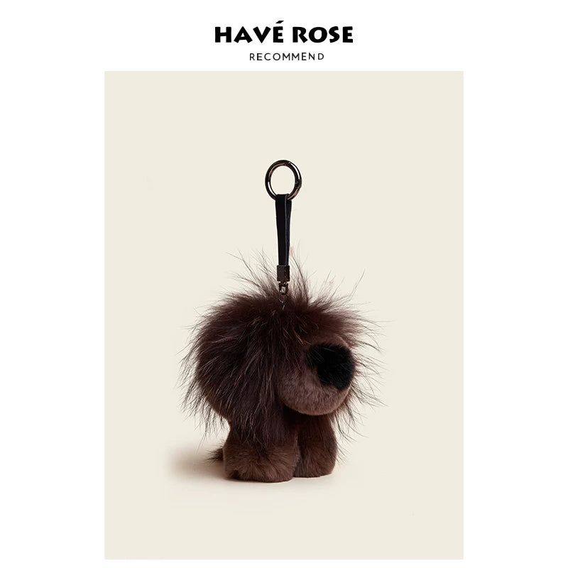 HAVEROSE Premium Sense Rex Rabbit Hair Lion Doll Pendant