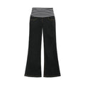 COSTUSTOOT Black High-Stretch Striped Slim Straight Flared Jeans