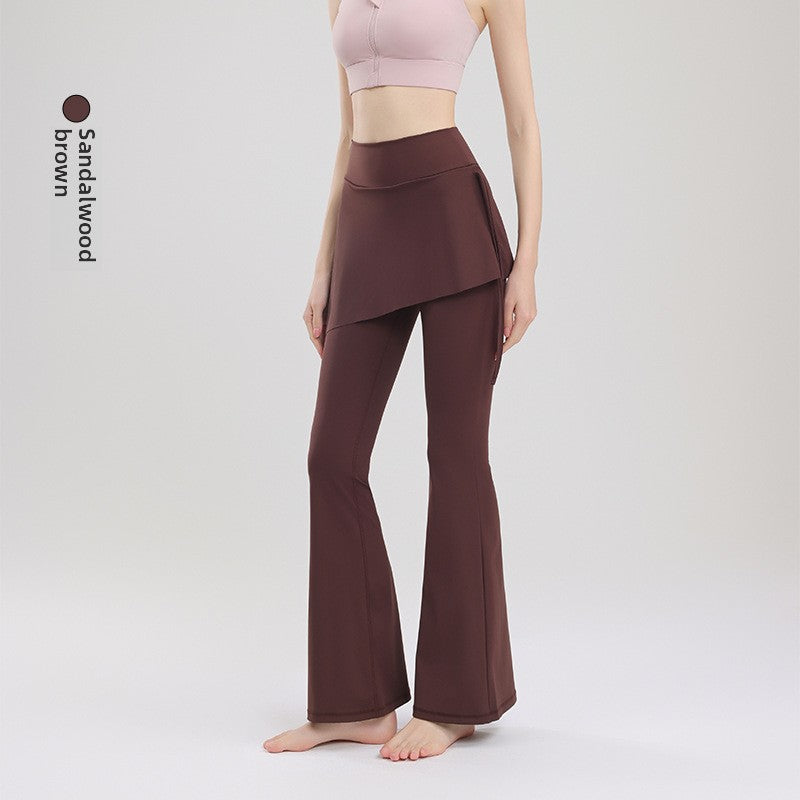 TIANQINGSE Fake Two-piece Side Drawstring Skirt Curtain Hip Cover Micro-pull Pants