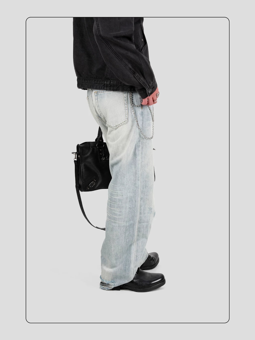 HANQIAORIJI Washed Horsehide Lace-Up Derby