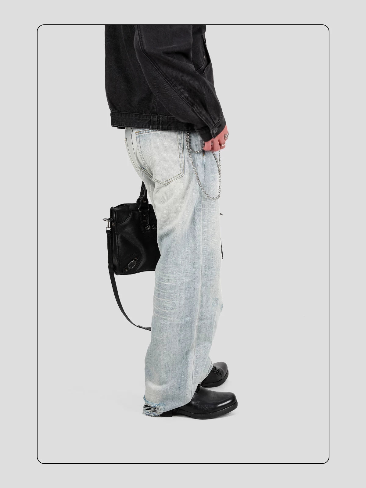HANQIAORIJI Washed Horsehide Lace-Up Derby