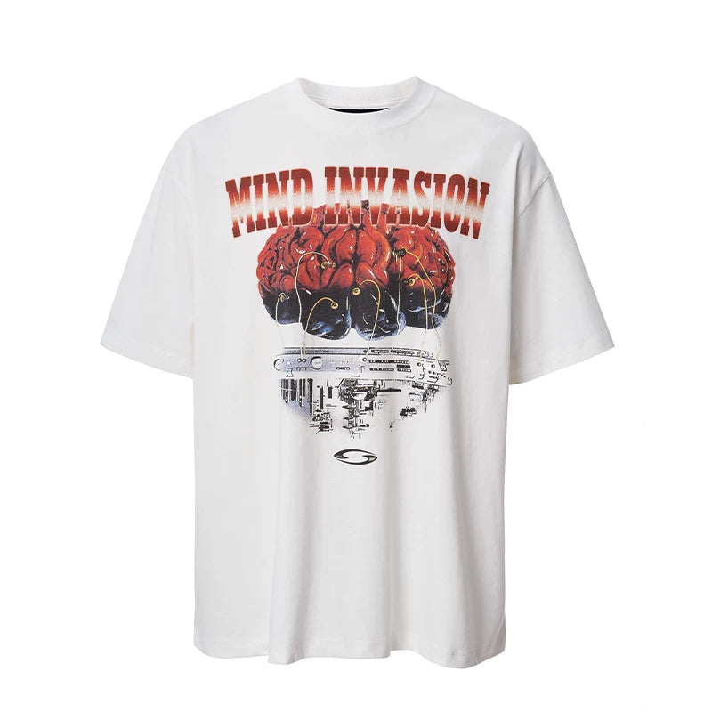 F2CE Cyberpunk Brain Print 260g Oversized Tee