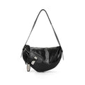 TAICHIISM Waxy Distressed Faux Leather Fold-Over Crossbody Bag
