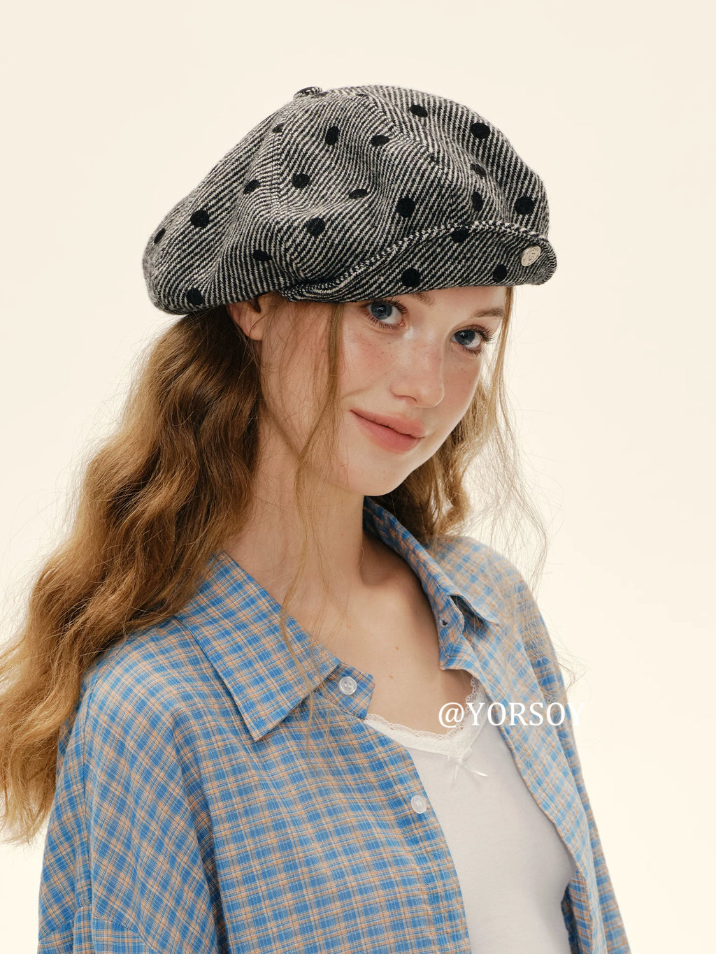YORSOY Vintage Polka Dot Wool Beret
