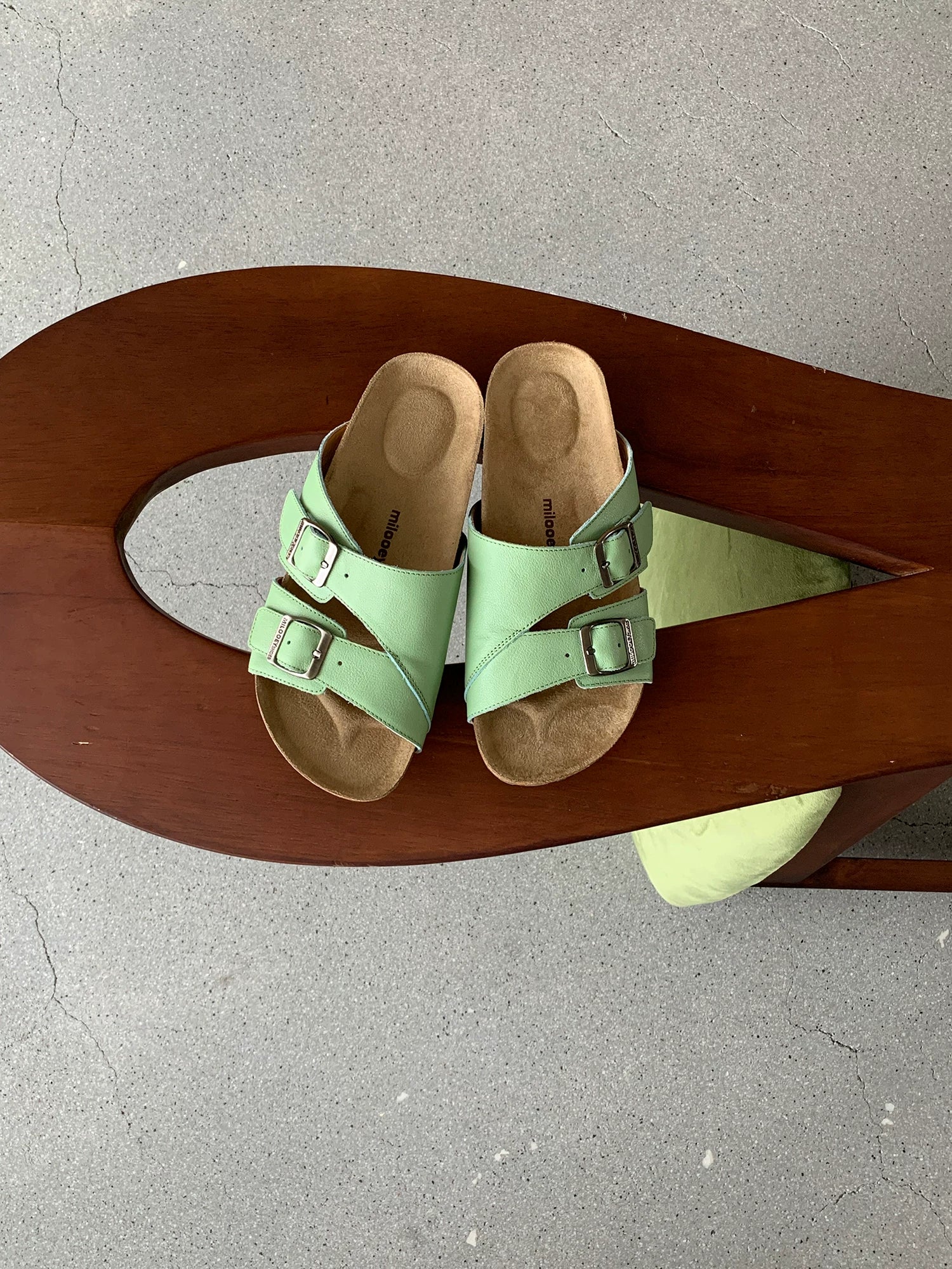 MILOOEY Leather Double Buckle Slide Sandal