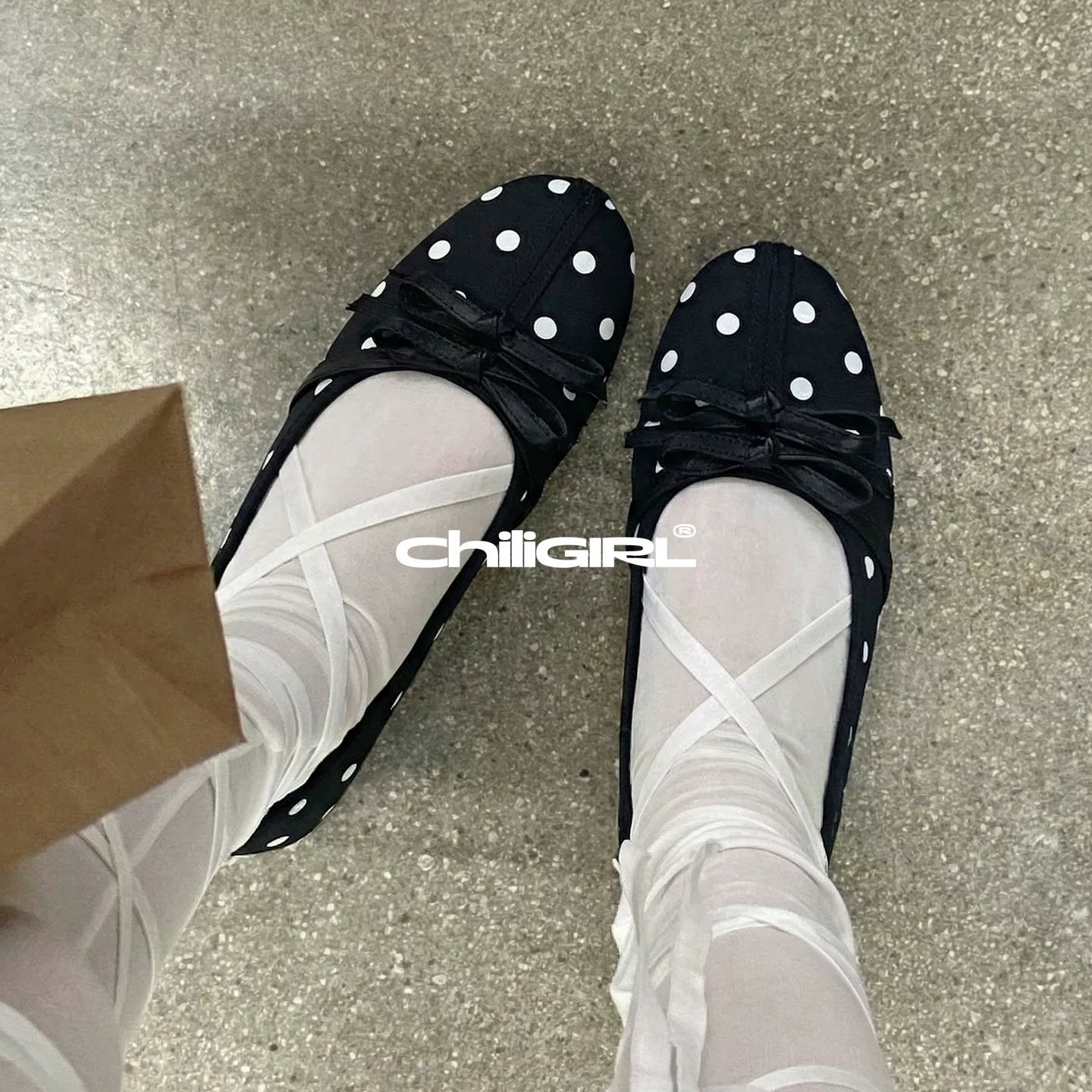 CHILIGIRL Polka Dot Bow Mary Jane Flat