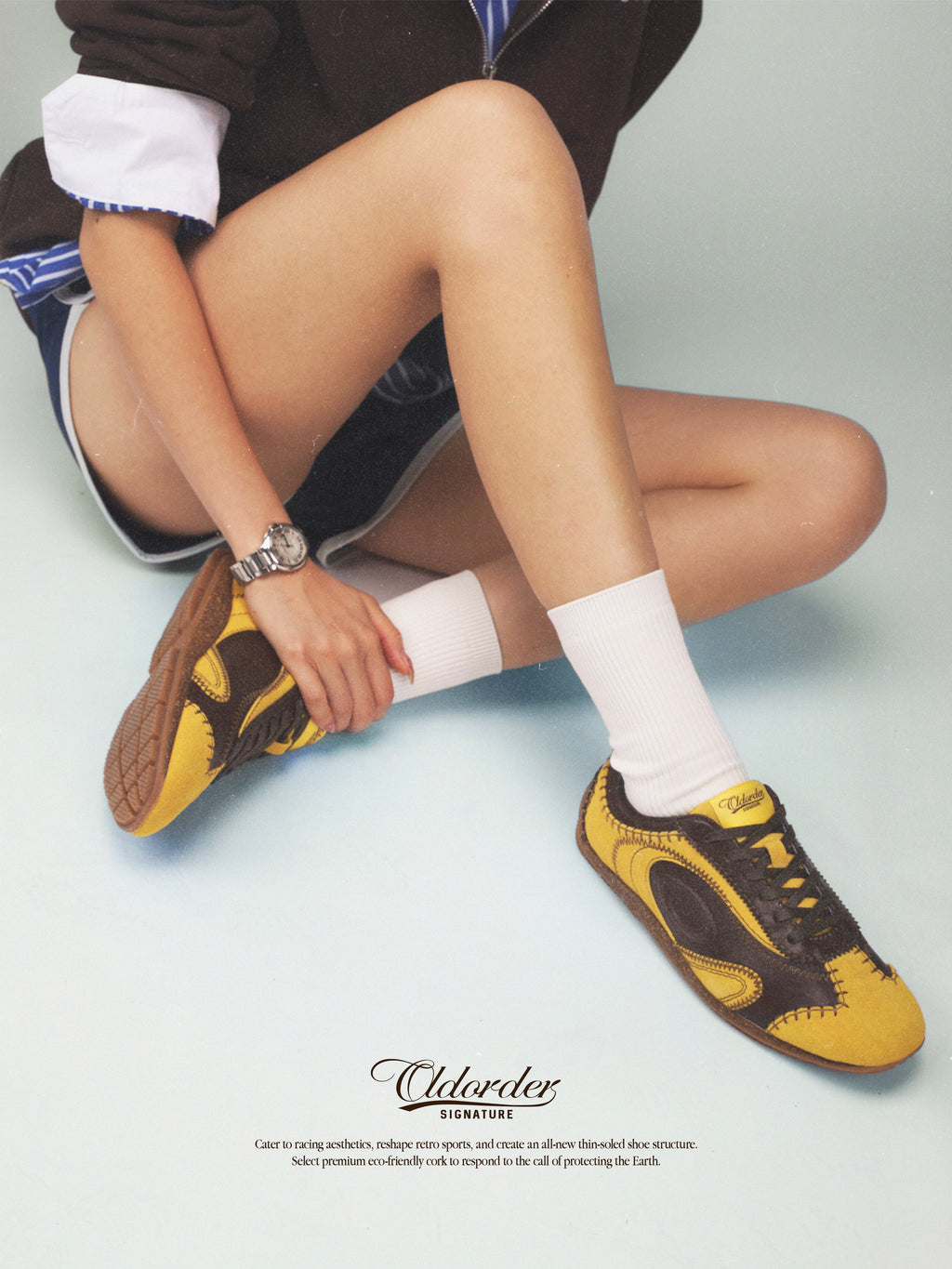 OLD ORDER Leather Retro Thin-Sole Sneaker