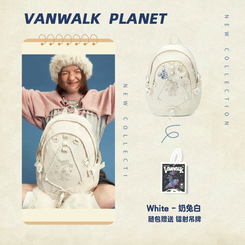 VANWALK Ballet Pink Faux Leather Zip-Top Backpack