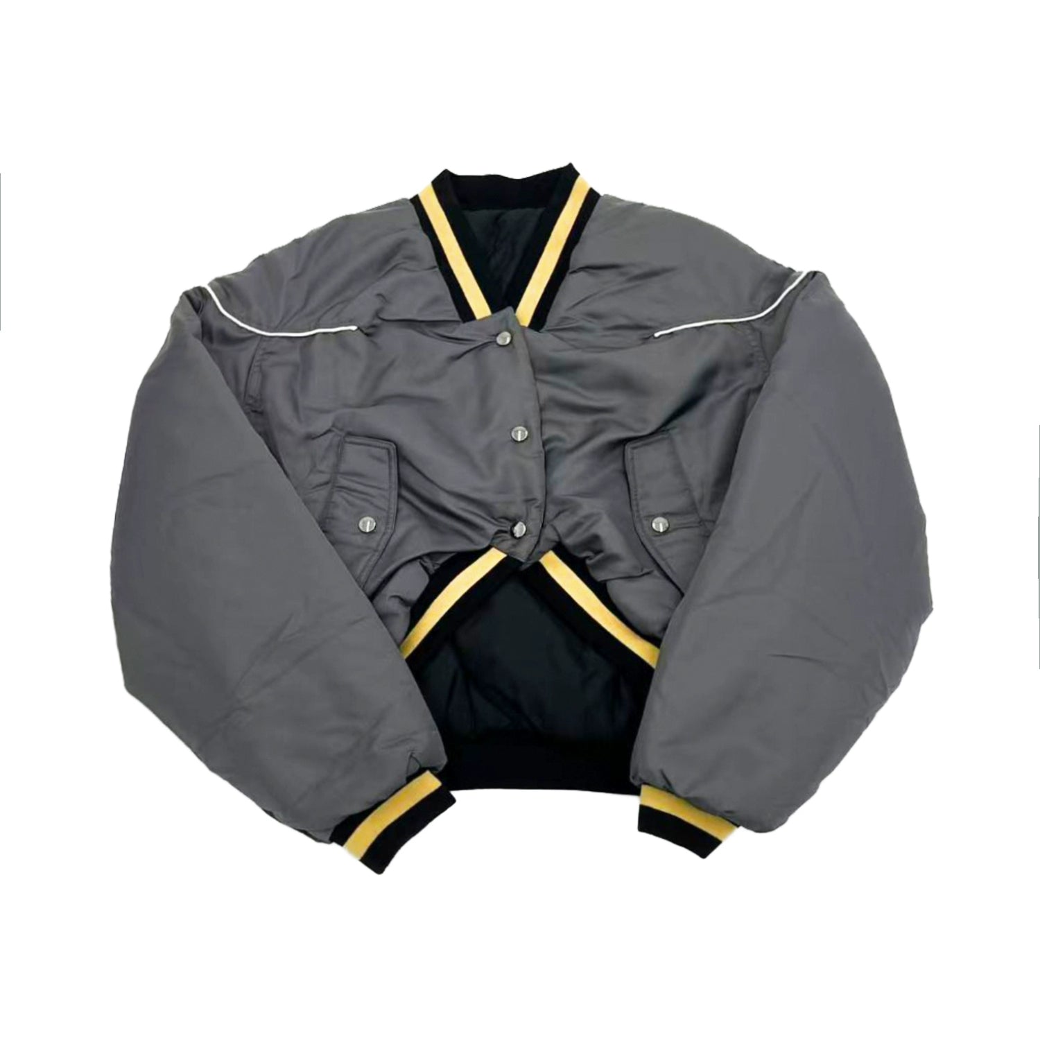 MICHINNYON V Neck Splicing Loose Cotton Jacket