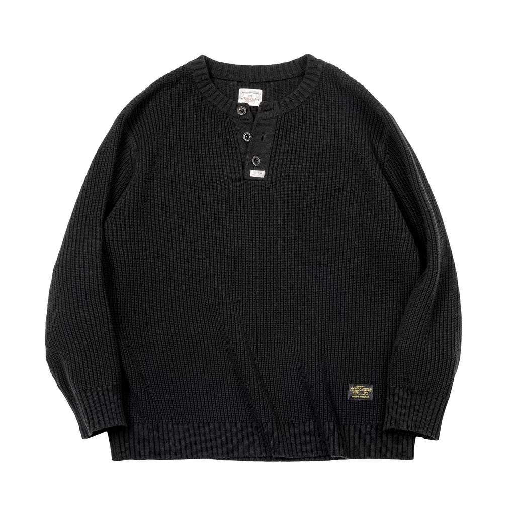 Madden Vintage Vertical Striped Henry Neck Sweater