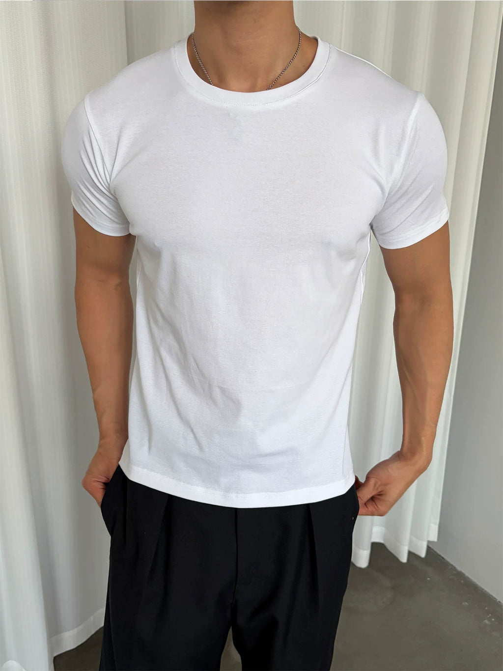 InsGale Basic Three-Color Stretch Slim Soft Brushed Fitness Undershirt T-Shirt