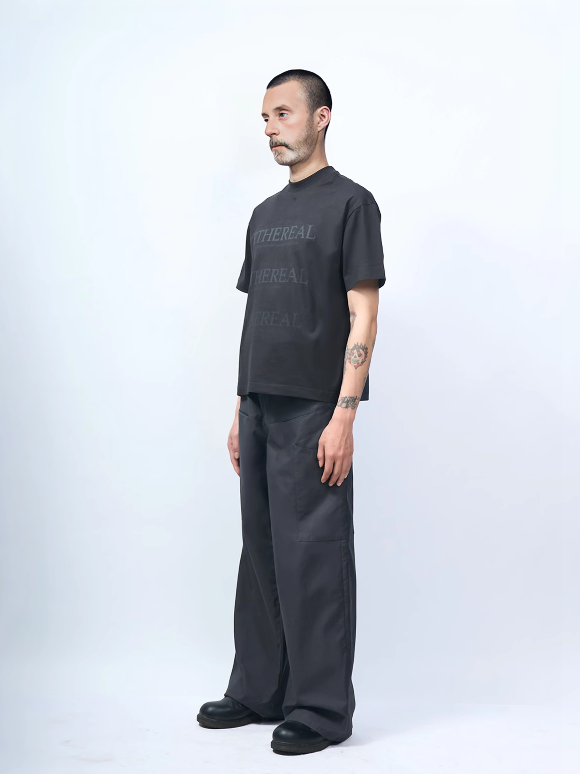 ETHEREAL PRODUCTION Crew Neck Short Alphabet Printed Tee