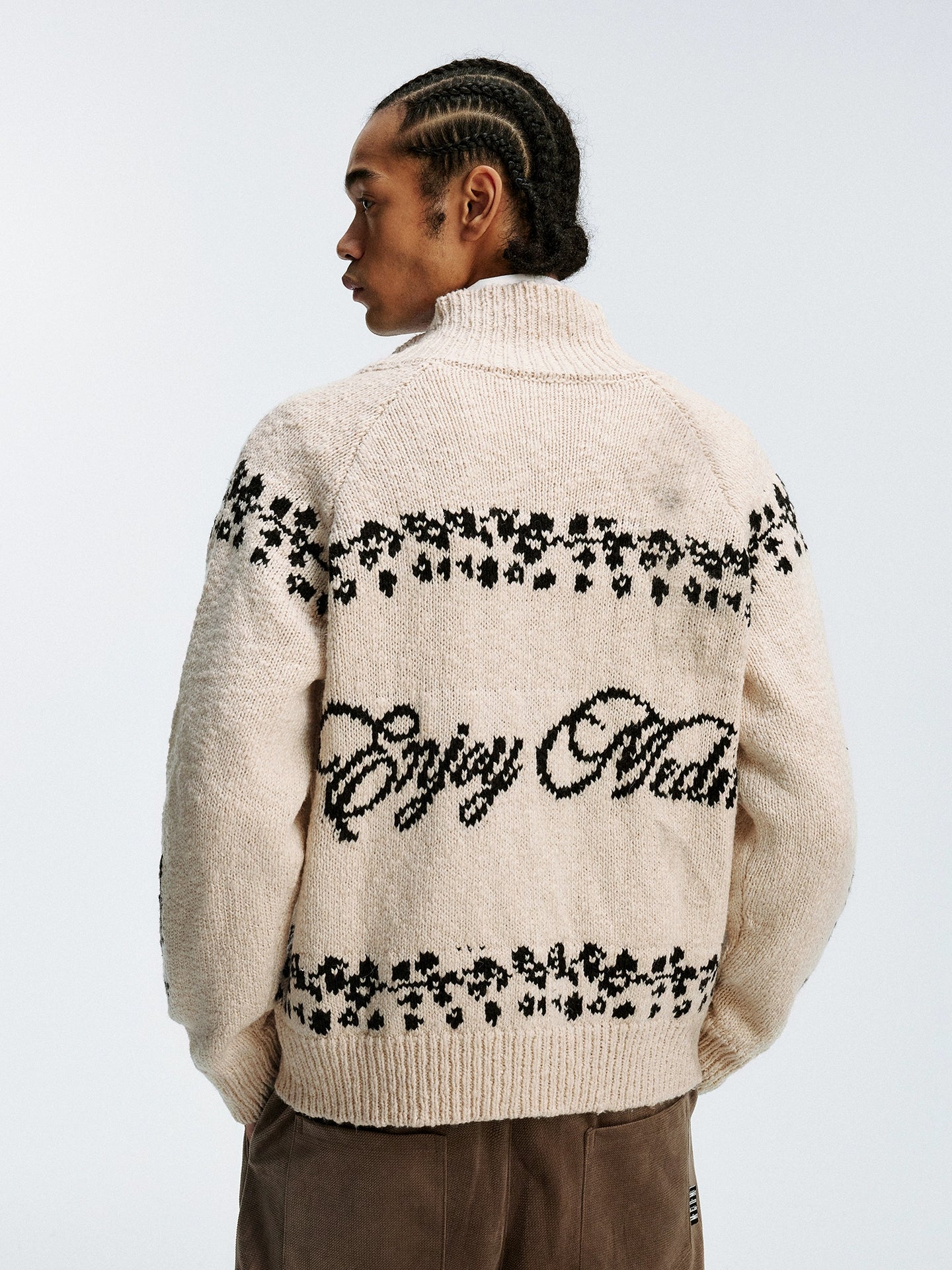 MEDM Casual Angel Pattern Embroidered Lapel Knitted Sweater