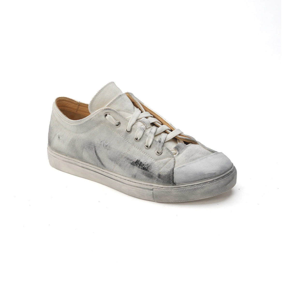 NO LOGO Canvas Distressed Double-Tongue Platform Sneaker