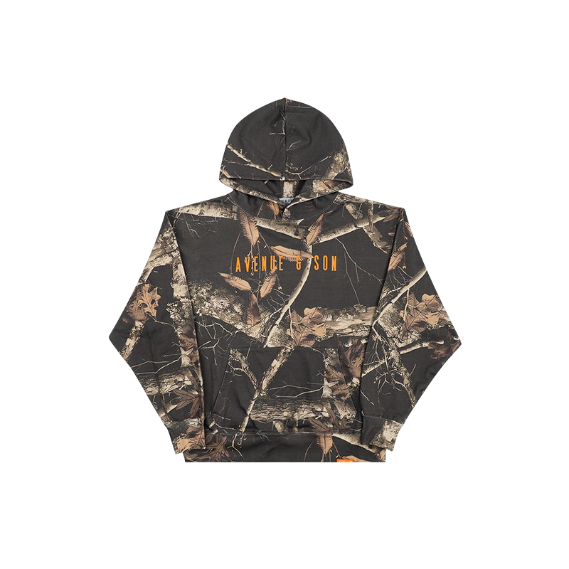 AVENUE&SON Black Branch Camo 400g Warm Pullover Hoodie