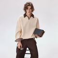 CHOR Two-Tone V-Neck Long-Sleeve Polo Sweatshirt