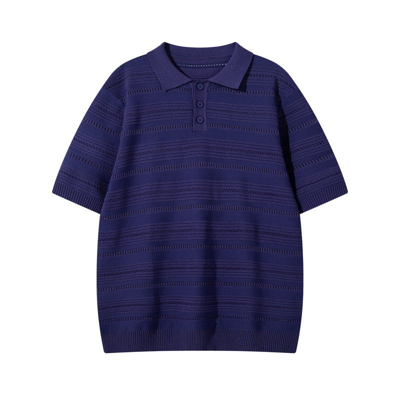 Inflation Relaxed Textured Knit Polo Shirt