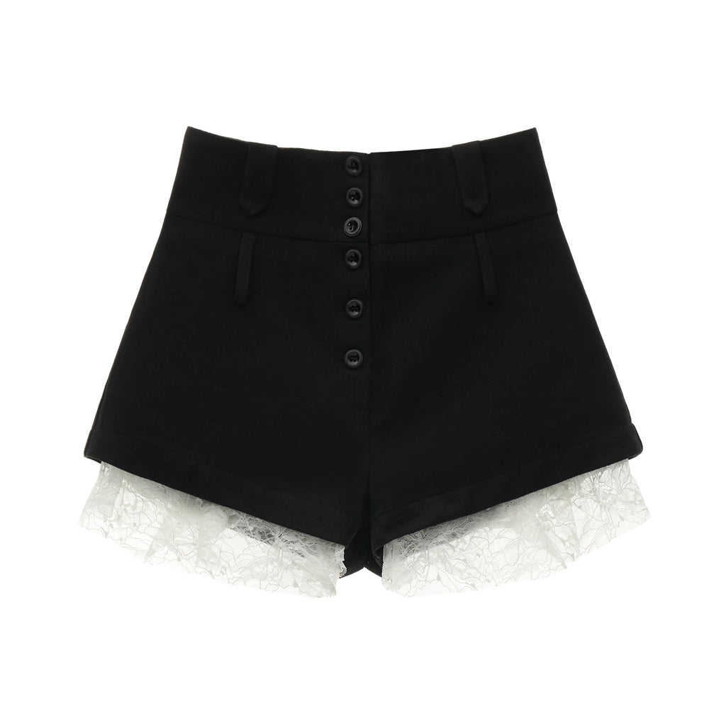 MAMC Wool Blend High-Waist A-Line Shorts