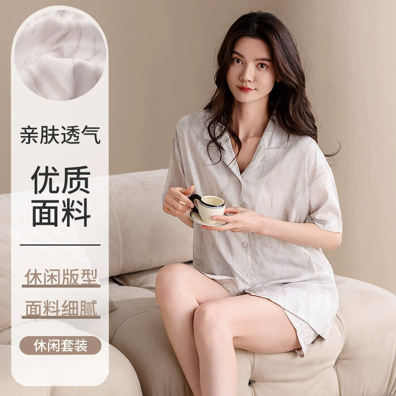 Urban Butterfly Ice Silk High-end Cute Loungewear Set