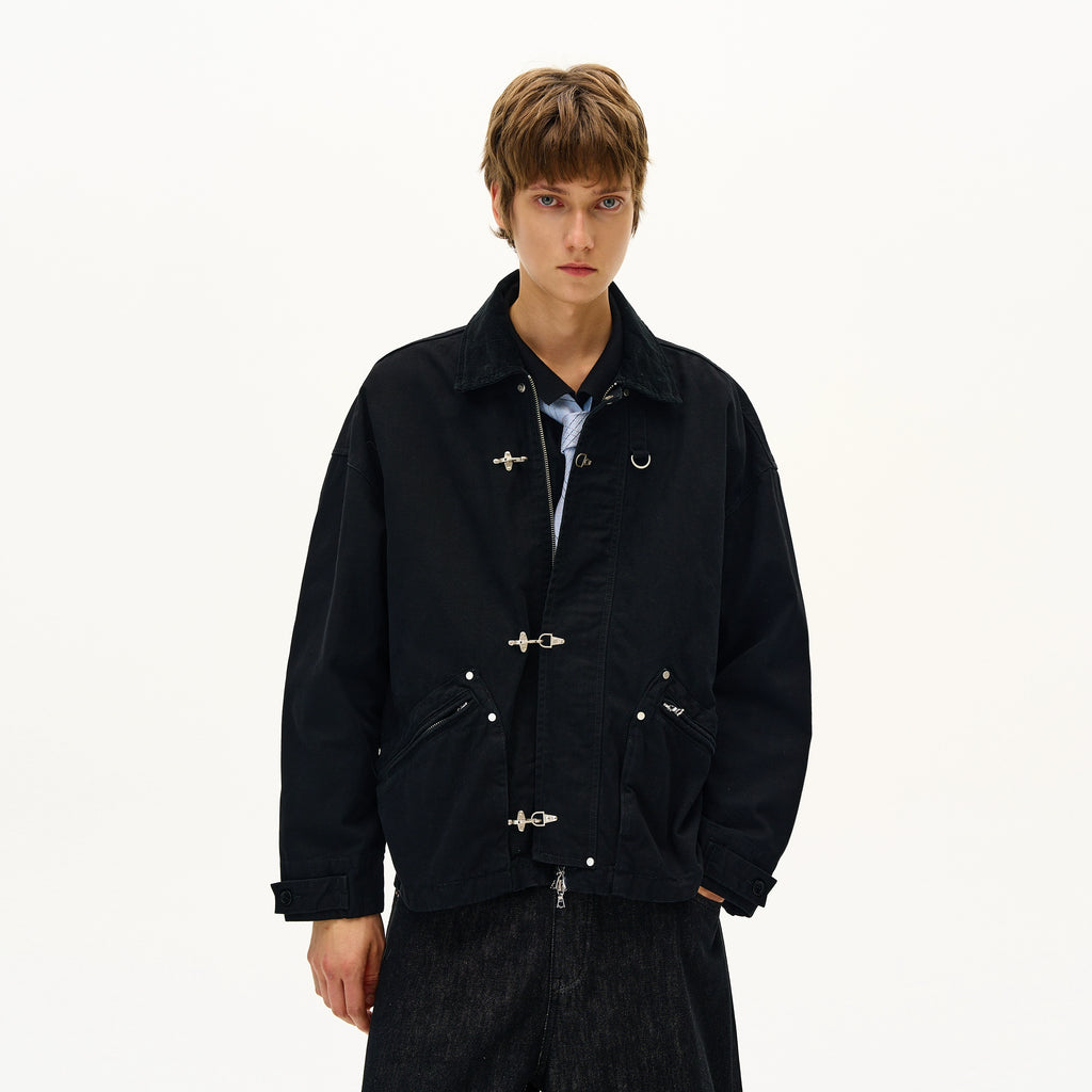 MADWITCH Vintage Contrast Lapel Bottom Tooling Jacket