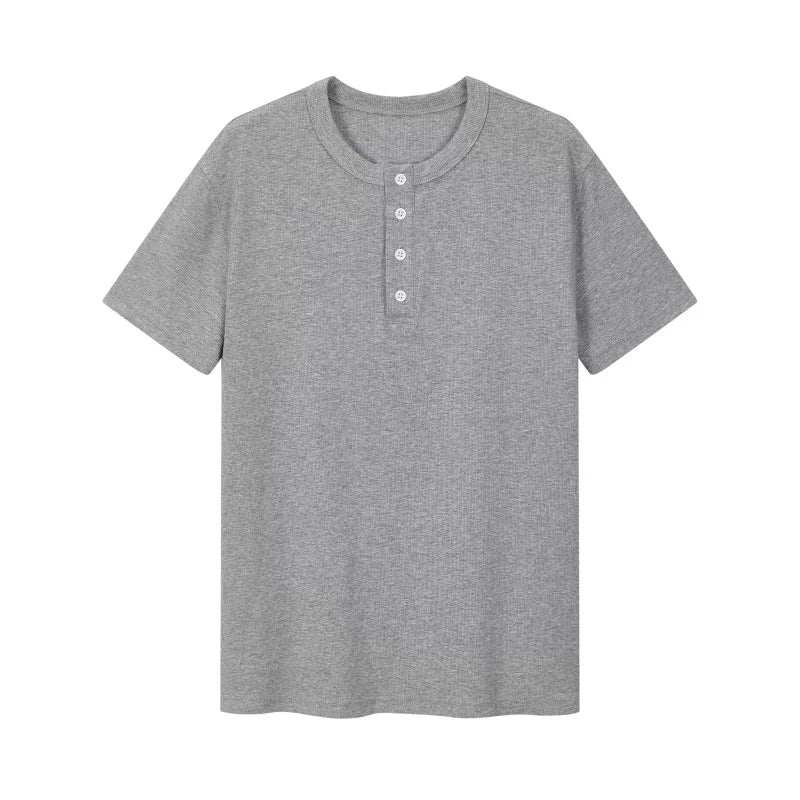 VLABMADE 300g Henley Neck Cuffed Slim Fit Tee
