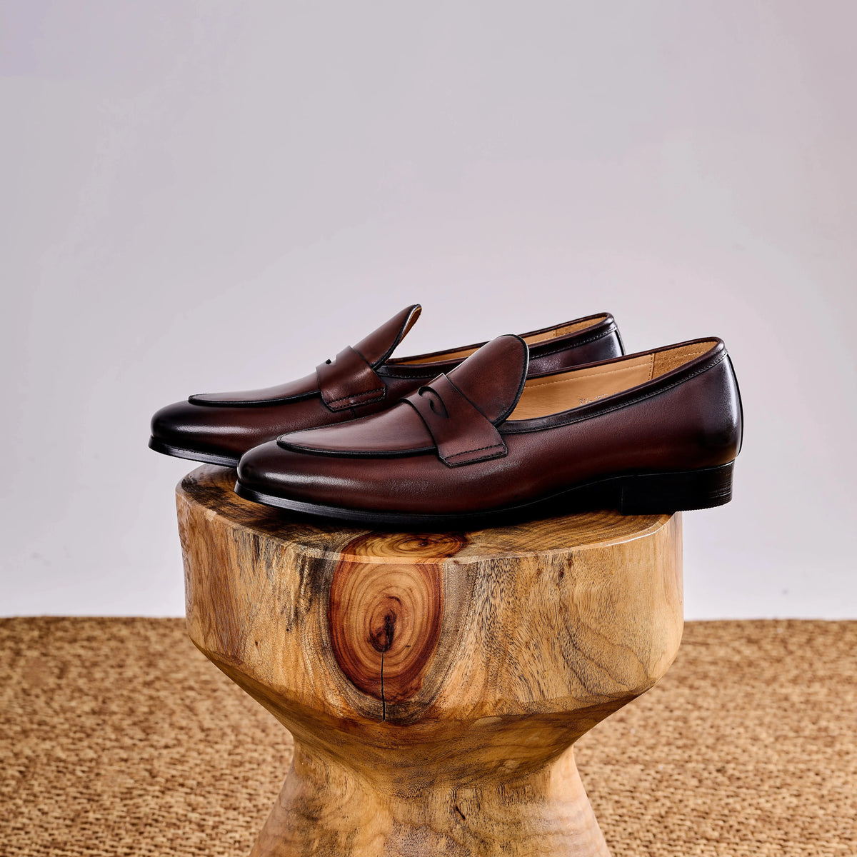 TERRAKOO Leather Square-Toe Penny Loafer