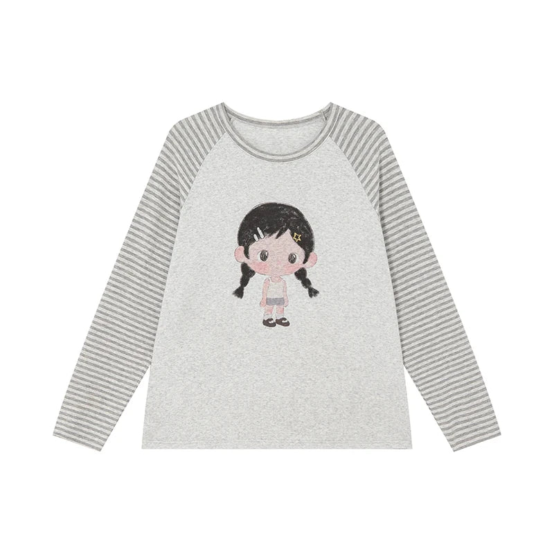 KANO Striped Color-Block Raglan Long-Sleeve Tee