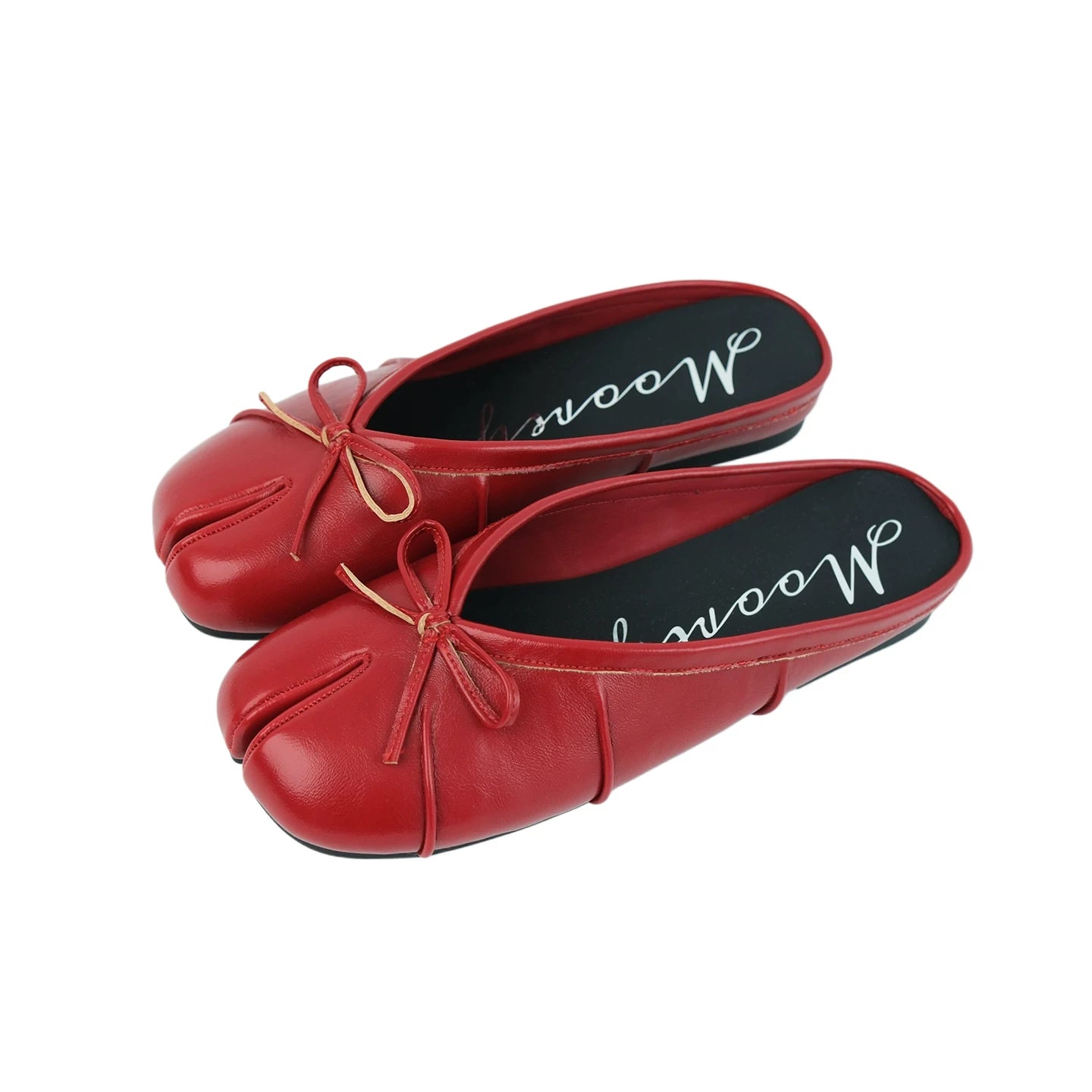 Mooreyu Silver Split-Toe Bow Ballet Flat