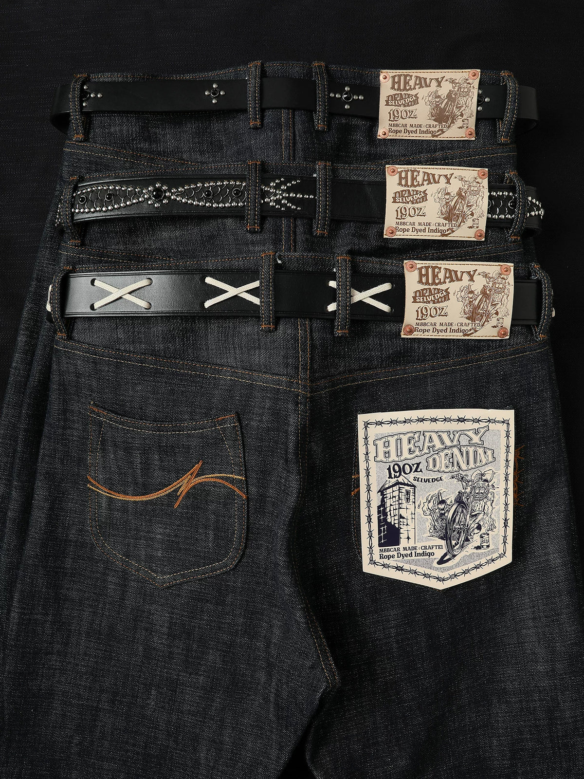 Mbbcar Fink Mouse 19oz Selvedge Straight-Leg Jeans