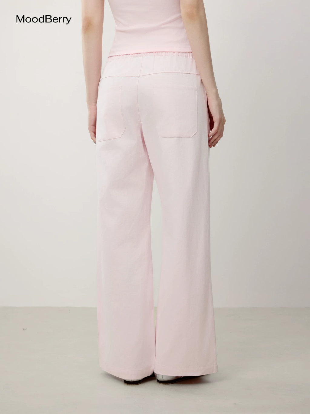 MoodBerry American Retro Pink Low-Rise Wide-Leg Lounge Pants